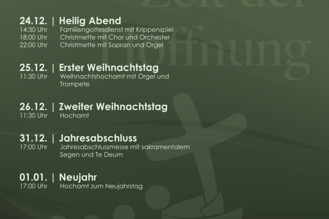 grünes Plakat mit Terminübersicht Logo Dionysiuskirche und QR Code