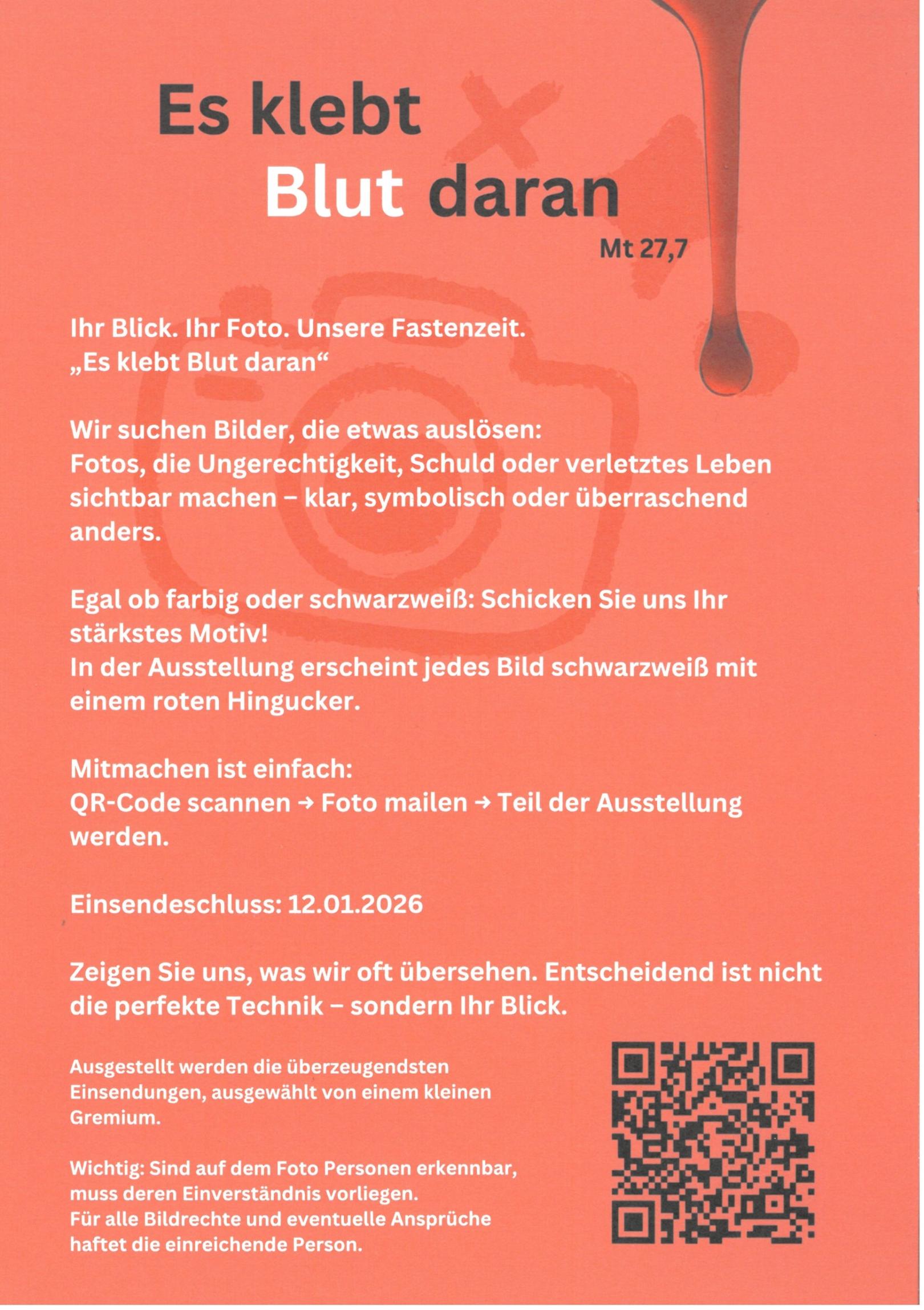 Roter Fleyer mit Schrift Infprmationen über die Aktion und QR Code (c) P.N.