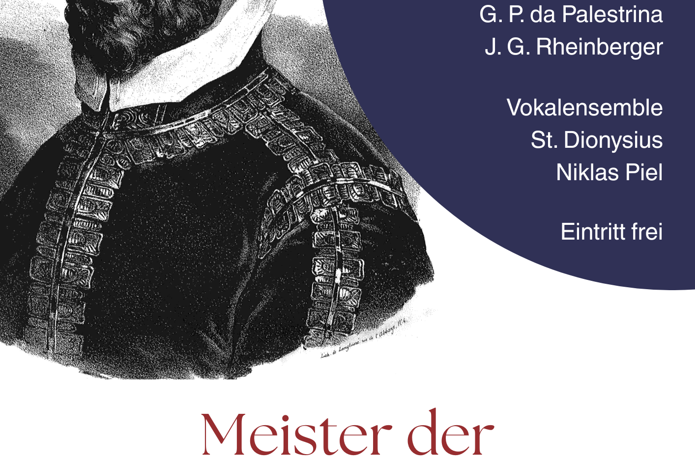 Portrait von Palestrina sowie Daten des Konzertes