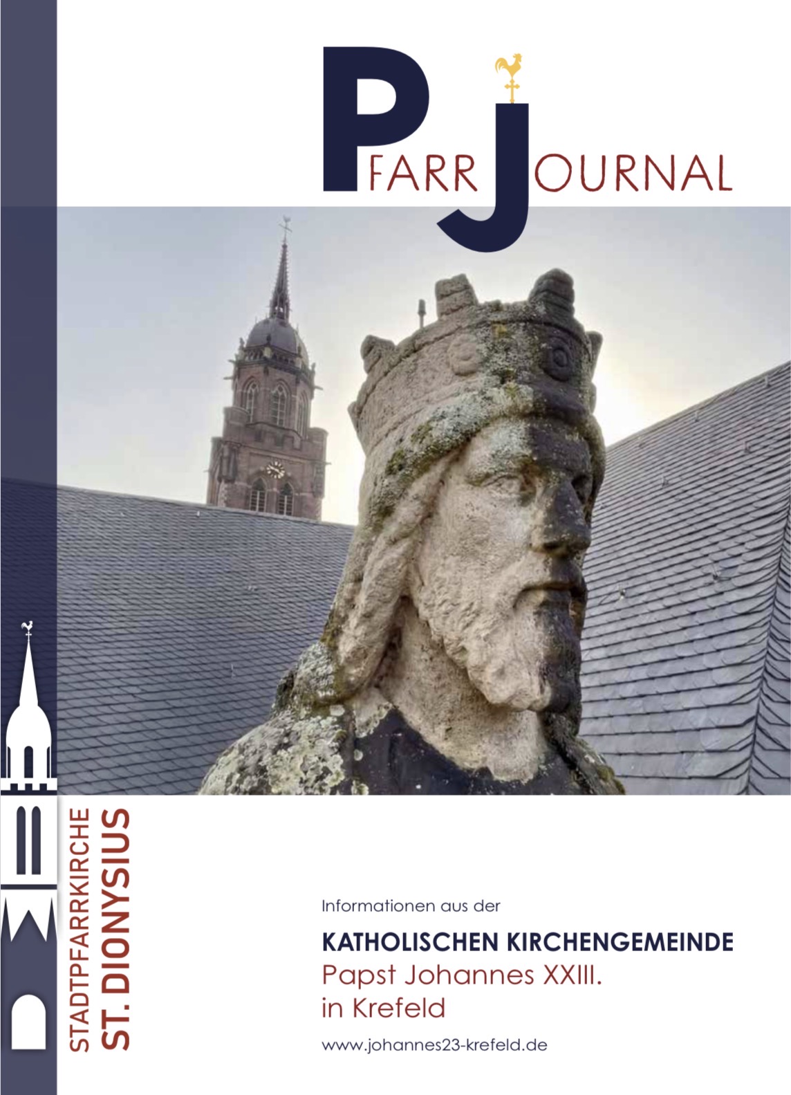 Pfarrjournaltitelseite mit beleuchteter Dionysiuskirche (c) ME